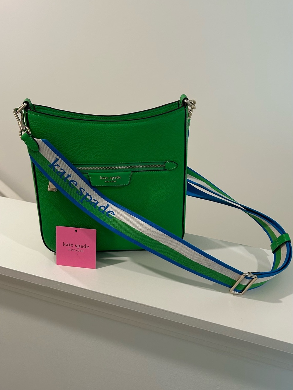 Kate Spade Green Crossbody Bag with Multicolor Strap - Picture 14 of 15